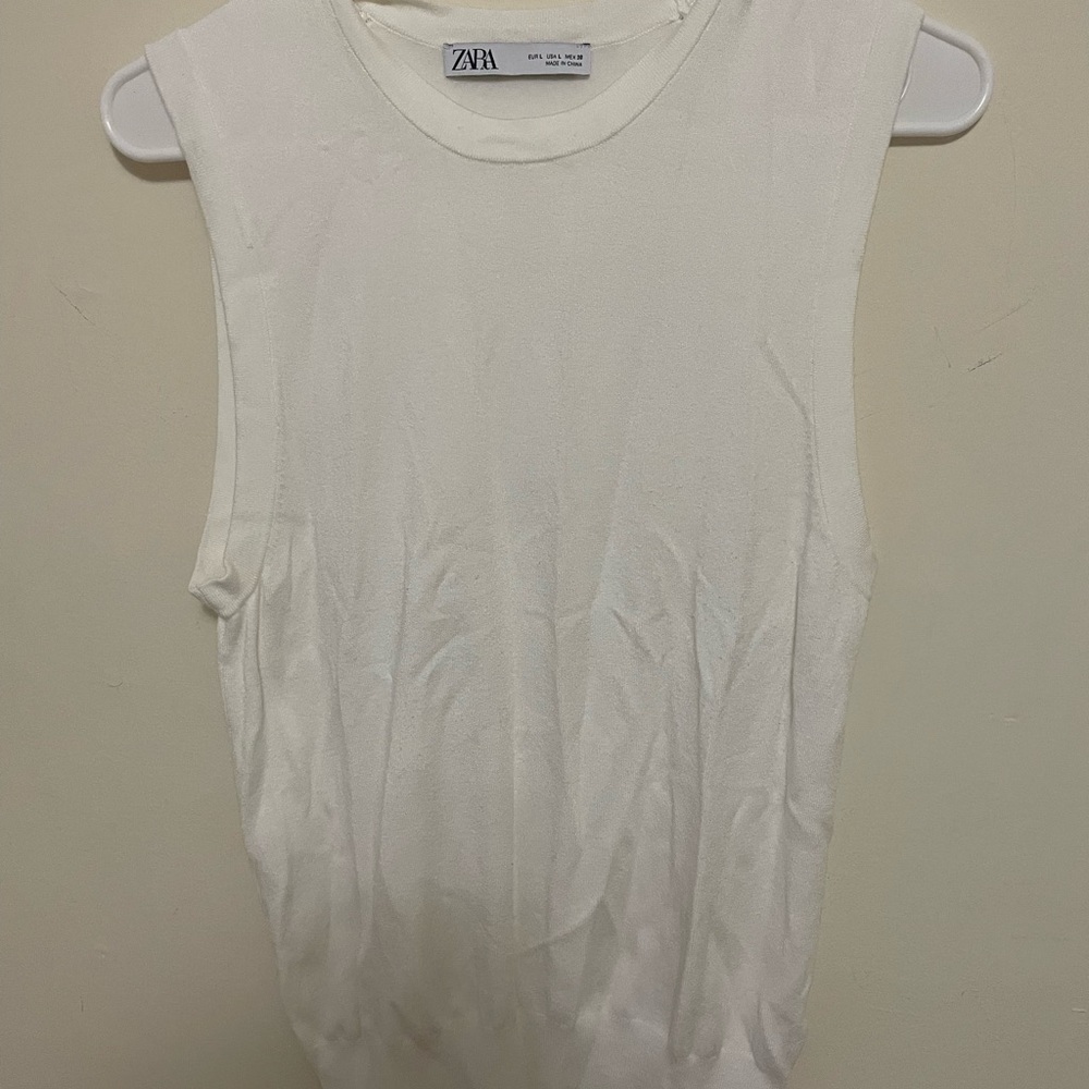 Zara White Sleeveless Muscle Tee